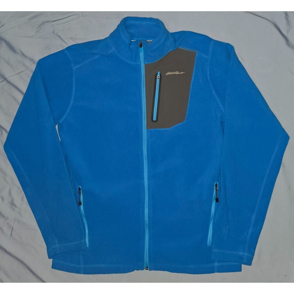 Eddie Bauer Jacket Mens Large Blue First Ascent Fleece Sweater Full Zip Outdoors